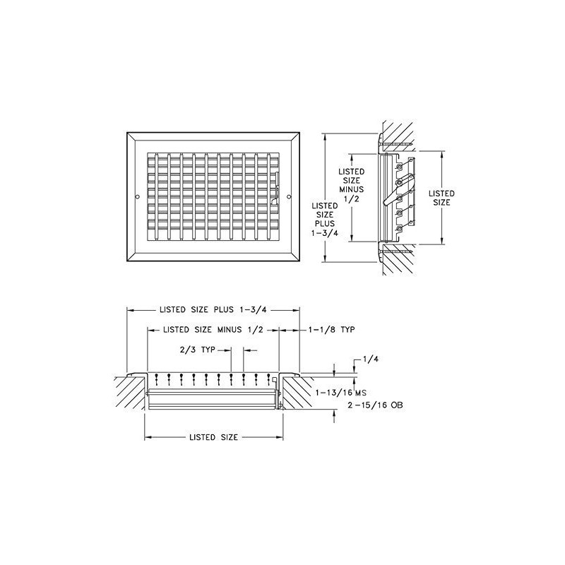14" x 6" (W x H) Aluminum Sidewall Multi-Shutter Registers