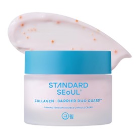 Double Capsule Glow Cream, Korean Hydrating Gel Cream with Triple Hyaluronic Acid, Collagen & Vitamin E, Lightweight Dewy Moisture Cream for Smooth-Looking Skin, 1.69 fl oz