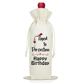 LAGZDFC Aged To Perfection Wine Champagne Gifts Bag, Reusable Wine Wrap Bag, Happy Birthday Décor Gifts for Men Women Family Friends Wife, Birthday Party Decoration Supplies for Coworker Boss