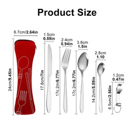 Stainless Steel Camping Cutlery Set, 2 People Summit Tool Cutlery Set, Camping Cutlery for On the Go, Portable Outdoor Cutlery Set for Travel, Camping, Picnic, School and Catering