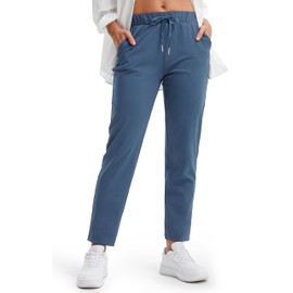 Libin Women's 4-Way Stretch Golf Pants 7/8 Ankle Casual Workout Sweatpants Dress Work Pants with Pockets for Joggers, Yoga, Athletic, Lounge, Travel, Blue,Large