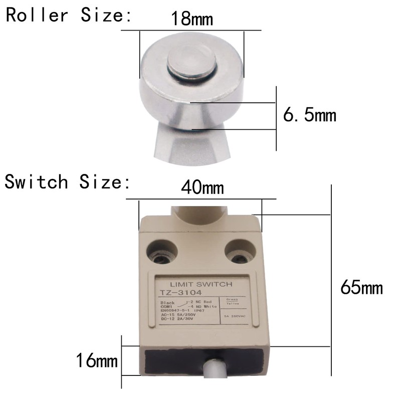 TWTADE TZ-3104 Limit Switch Momentary Roller Lever Plunger NC-NO IP67