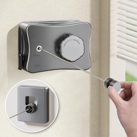 DOKYW Tendedero Retractil Pared, 5.1m Ajustable Tendedero Retractil para Ropa, Tendederos Retractiles Exterior Interiores con Capacidad de 20 KG, Gris, Cuerda de Acero Inoxidable