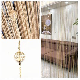 Eve Split Decorative Door String Curtain Wall Panel Fringe Window Room Divider Blind for Wedding Coffee House Restaurant Parts Crystal Tassel Screen Home Decoration (Champagne002)