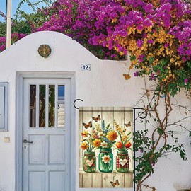 Starlit Patio Welcome Summer Spring Garden Flag 12x18 Double Sided Small Mason Jar Tulip Flower Yard Flag for Outside Farmhouse Holiday Outside Outdoor House Decor Decoration