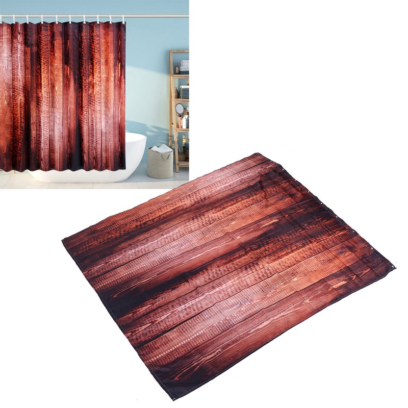 Waterproof Curtain with Hooks Shower Bath Curtain for Bathroom Home