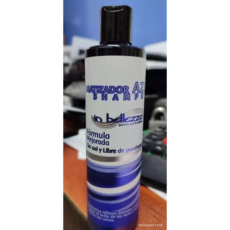 In Belleza Shampoo Matizador Azul Rayos Luces Canas Sin Sal
