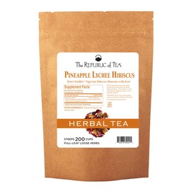 The Republic of Tea Hibiscus Pineapple Lychee Full-Leaf Tea, 1 Pound/200 Cups