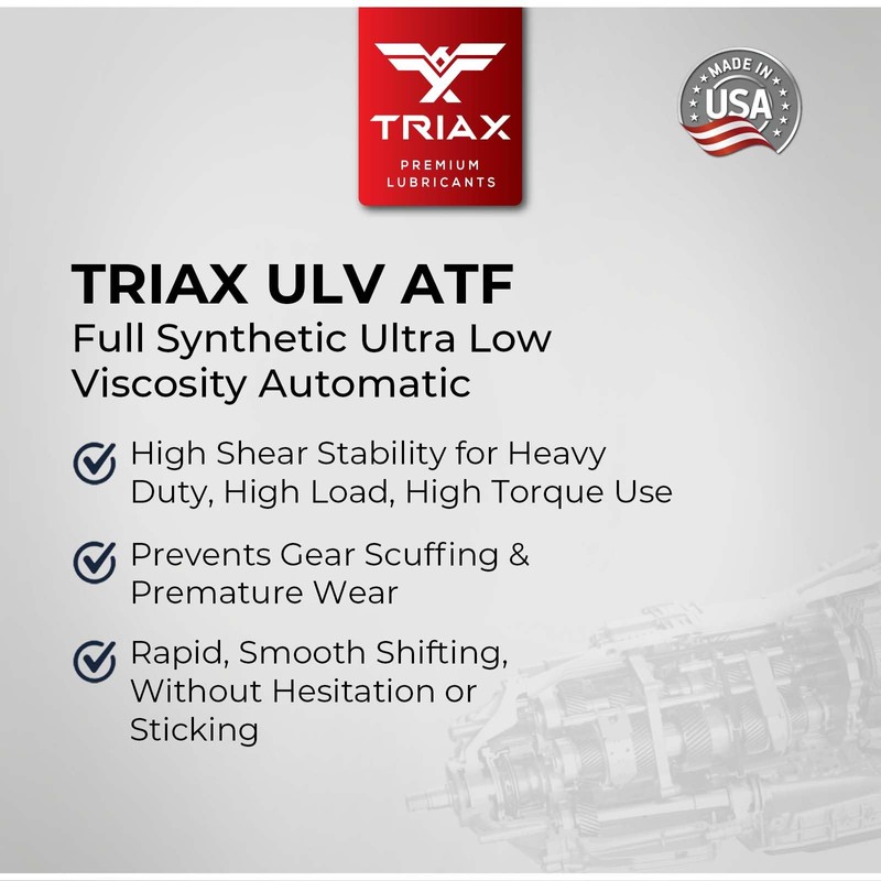 TRIAX ULV ATF, Ultra Low Viscosity, Full Synthetic ATF for