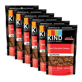 KIND Healthy Grains Granola, Dark Chocolate Clusters, Healthy Snacks, Gluten Free, 100% Whole Grains, 10g Protein, 11oz, 6 Count