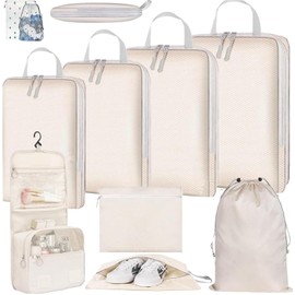 Travel Pouch Compression Set Travel Compression Bag 10 Piece Set [2025 Latest Model] Travel Compression Bag Packing Pouch Variable Space Save About 60% Space on Clothes Compression Pouch Toiletries