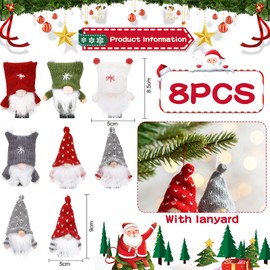Amzeeniu Set of 8 Christmas Gnomes, Gnome Pendants for the Christmas Tree, Christmas Tree Decoration, Christmas Decoration, Christmas Gnome Doll Gifts, Santa Christmas