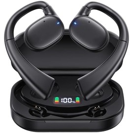 Ewtto Audífonos Bluetooth 5.3 Oreja Abierta, Sonido Estéreo 3D con Controlador de 16.2 mm, 6 Horas de Reproducción, 60 Horas de Espera, Negro