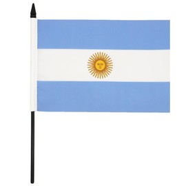 Argentina Table Flag 5'' x 8'' - Argentine Desk Flag 21 x 14 cm - Black plastic stick and base - Drapeau Argentine AZ FLAG