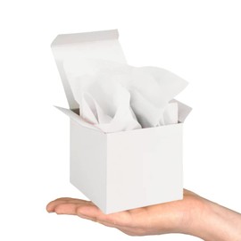4x4x3 White Glossy Gift Boxe Bundle with Tissue Paper for Ornaments, Weddings, Showers, Birthdays, Candy, Jewelry and More 100% Recycled Content (10)