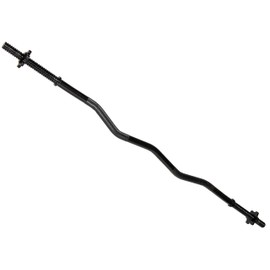 Fitvids Standard Threaded Curl Barbell Curl Bar with Collars, 48 inch, Black