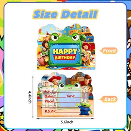 Pojamey 10 Pcs Toy Movie Story Birthday Invitations, Cute Cartoons Party Invitations, Double-Sided Design, Parties For Every Occasion