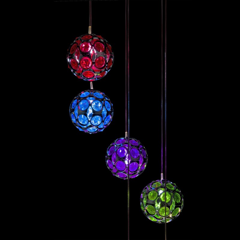 Alpine Corporation RGG648SLR Solar Hanging Gem Sphere Mobile with LED