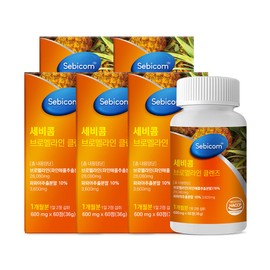 에코바이탈 브로멜라인 퀘르세틴 큐 파인애플효소 600mg, 60정, 5개 EcobioVital Bromelain Quercetin Q Pineapple Enzyme 600mg, 60 Tablets, Pack of 5