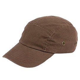 New Hattan Jet Cap, Men's Hat, 100% Cotton, Stone-washed Military Cap, Camping Cap, dark brown, Free size