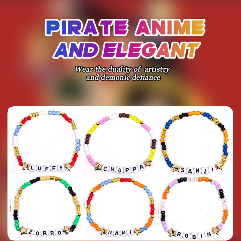 AICase per regali One Piece Merch,6 braccialetti dell'amicizia