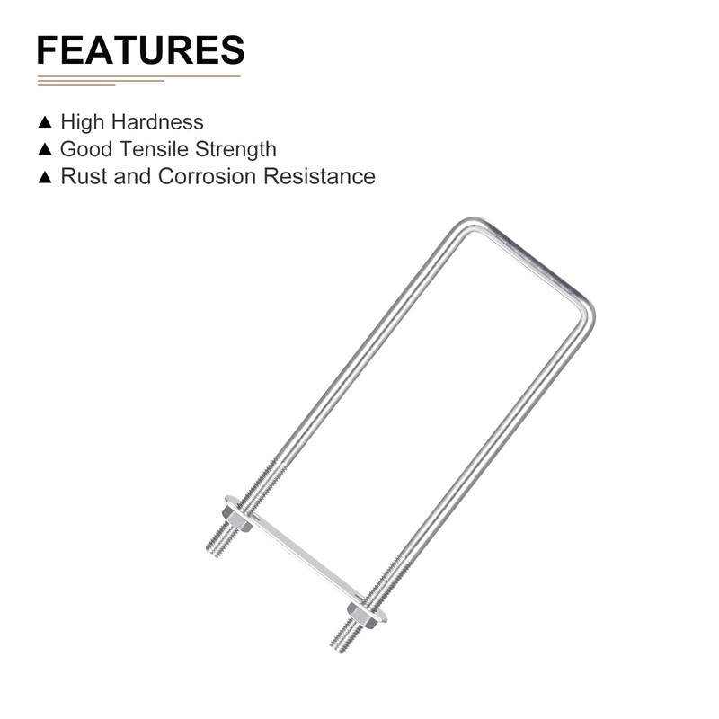 DTGN M8x60x200mm (Screw Diameter x Width x Length) Square U-Bolt