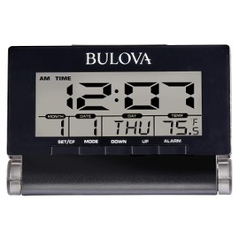 Bulova Travel Time Alarm Clock, Black