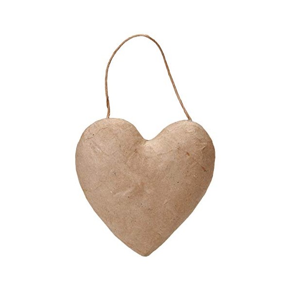 Darice Paper Mache Puffy Heart with String 5-1/2 inches (3-Pack)