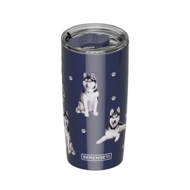 SERENGETI Siberian Husky 16 Oz. Stainless Steel, Vacuum Insulated Tumbler with Spill Proof Lid - 3D Print - Insulated Travel mug for Hot or Cold Drinks (Siberian Husky Tumbler)