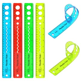 KINBOM 4 Piezas Colores Regla Flexible, Reglas de Plstico Blando Juego de Regla Transparente para Clase Adecuada para Taller OficinaEscuela y...      