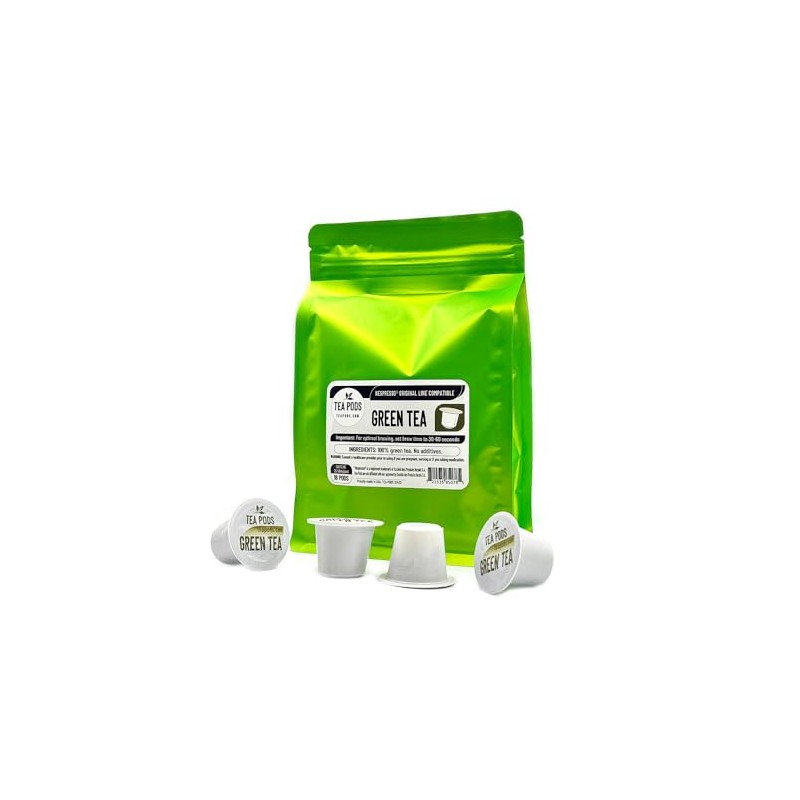 Green tea pods compatible with Nespresso OriginalLine, single-serve tea capsules