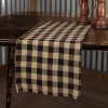VHC New Farmhouse Primitive Rustic BURLAP TAN BLACK TABLE RUNNER Checked 48"