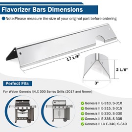 Criditpid 66032/66795 Flavorizer Bars for Weber Genesis II E-310, II GS4, II S-310, II E-335, II S-335 Grill Parts, 17 Inch Stainless Steel Heat Plates Flavor Bars for Weber Genesis II/LX 300 Series