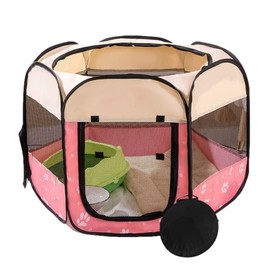 Benebomo Hexagonal Pet Folding Circle Cat Cage Mesh Circle Pet Tent Dog Gauge Folding Pet Cage Circle Pet House Cage Compact Outdoor Indoor Dog Play Circle Outing Supplies (M (33.5 x 22.8 inches (85 x