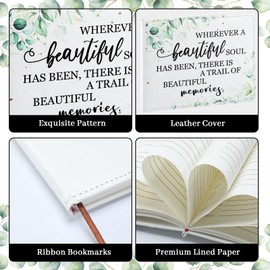 Patelai Funeral Guest Book with Pen Memorial Service Celebration of Life Sign in Book for Funeral Leather Cardinal in Loving Memorial Gift, 112 Pages(Eucalyptus)