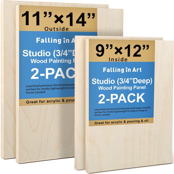 Unfinished Birch Wood Canvas Panels Kit, Falling in Art 4