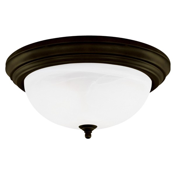 Westinghouse Lighting 64292 15-Inch Three-Light Flush Mount Fixture, Oil Rubbed Bronze with Frosted White Alabaster Globe