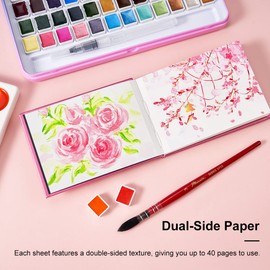 Paul Rubens Watercolour Paper, Hot Pressed Watercolour Journal, 50% Cotton, 140 lb/300 g/m², 20 Sheets 7.6 inches x 5.3 inches, Travel Art Diary for Beginners and Artists
