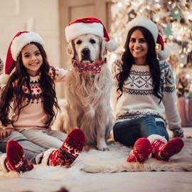 ADOGGYGO 2 Pack Christmas Dog Collar with Bow Tie, Classic Plaid Red Green Dog Collars with Removable Bowtie Christmas Collars for Extra Large Dogs Pets (X-Large)