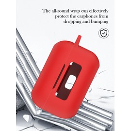 Case for TOZO NC9 Hybrid Active Noise Cancelling Wireless Earbuds,Soft Protective,BOVUGAC Silicone Case Cover with Keychain & Cleaning Kit & Lanyard-Red