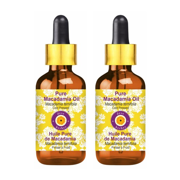 Deve Herbes Pure Macadamia Oil (Macadamia ternifolia) with Glass Dropper