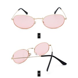WDZAYXC Fashion Oval Sunglasses for Men and Women Lightweight Metal Frame Glasses, Gold/Pink