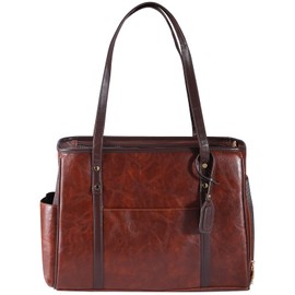 Bosnanller Fashion Dog Carrier Purse, Premium Leather Cat Carrier Bag, Airline Approved Soft Sided Pet Travel Tote Bag with Pockets Coffee