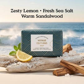 Field Day - Titanic Sea Salt Soap Bar 190g - Luxury Vegetable Soap - Vegan & Cruelty Free - Lemon, Sea Salt & Sandalwood Fragrance - Elegant Bathroom Gift - Made in the UK