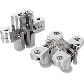 Pair of 7cm Length Hidden gate Hinge Stainless Steel Invisible Door Hinges Concealed Barrel Wooden Box Silver（2-3/4 inch