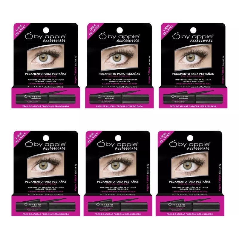 By Apple 6 Pegamento Pestañas Brocha Ultra Delgada Negro
