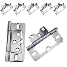 5Pcs Sliver Flush Hinges,3 Inch Iron Door Hinges for Drawer Cabinet Internal Door