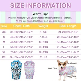 Kuoser Surgical Recovery Suit for Dogs Cats, Pet Leopard Printed Recovery Shirt After Surgery for Abdominal Wounds, Dog Cone E-Collar Alternative Spay Bandages Onesie, Dog Anti Licking Snugly Suit