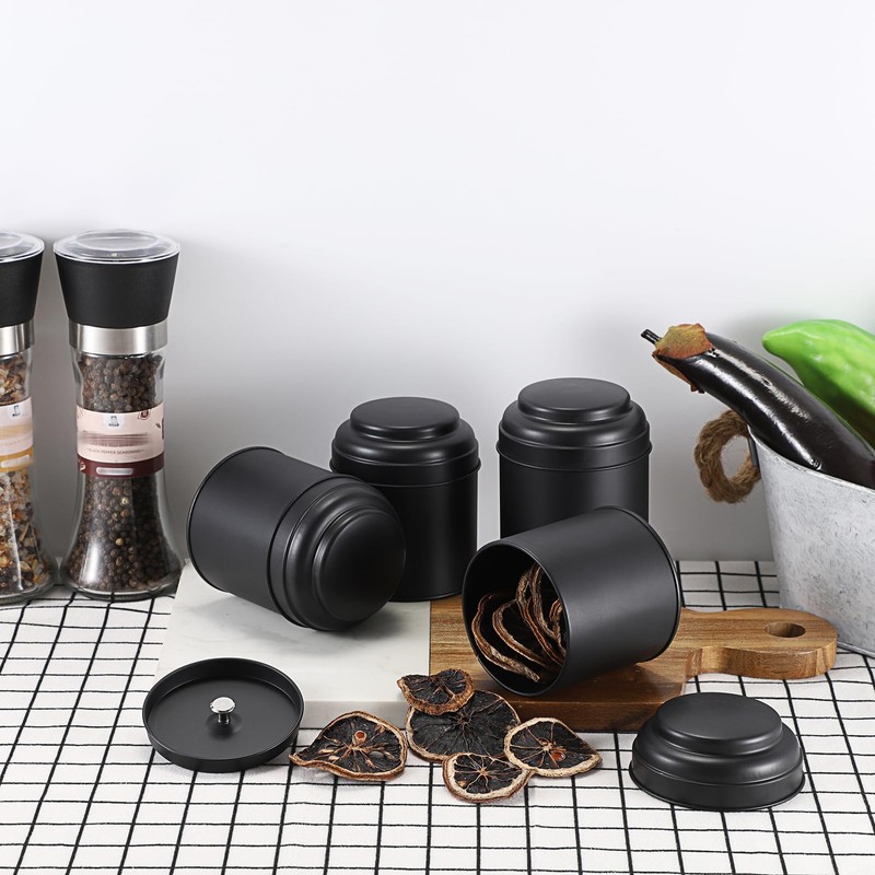 JUXYES 6 Pack Tea Tins Canister with Airtight Double Lids,