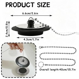 2 Pcs Bath Plug and Chain, Bathtub Plug(43mm Diameter), 40cm Chain